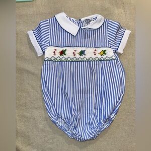 Friedknit Creations Boys 6M Smocked Fish Bubble
